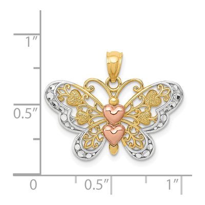 14K Two-Tone Gold Butterfly Pendant – view 4