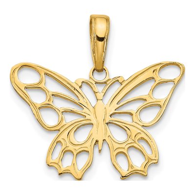 14K Yellow Gold Butterfly Cut-Out Pendant