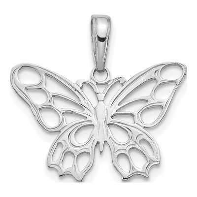 14K White Gold Butterfly Cut-Out Pendant