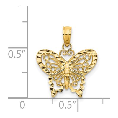 14K Yellow Gold Diamond-Cut Butterfly Pendant – view 4