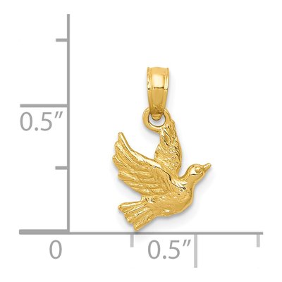 14K Yellow Gold Flying Dove Pendant – view 4