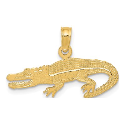 14K Yellow Gold Textured Alligator Pendant