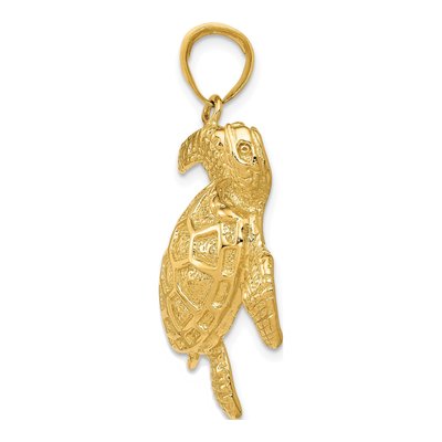 14K Yellow Gold Sea Turtle Pendant – view 3