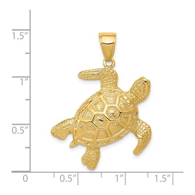 14K Yellow Gold Sea Turtle Pendant – view 4