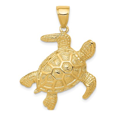14K Yellow Gold Sea Turtle Pendant