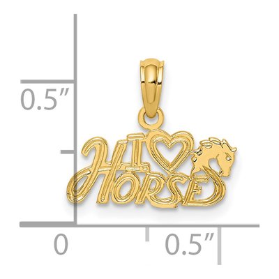14K Yellow Gold I Heart Horses Pendant – view 4