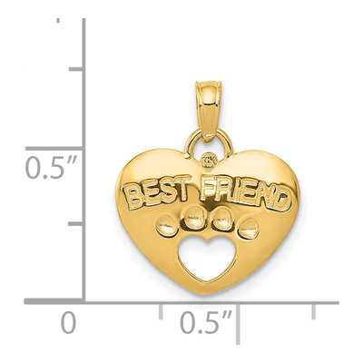 14K Yellow Gold Best Friend Heart Paw Pendant – view 4