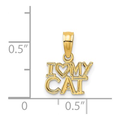 14K Yellow Gold I Heart My Cat Pendant – view 5