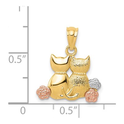 14K Two-Tone Gold Two Cats Pendant – view 4