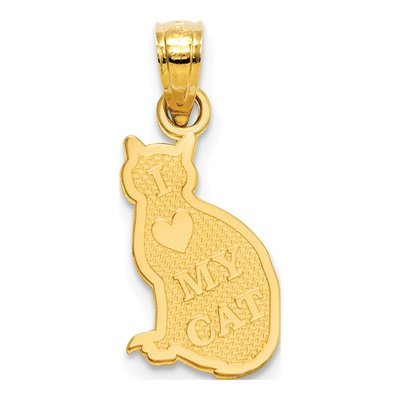 14K Yellow Gold Cat Lover Reversible Pendant – view 4