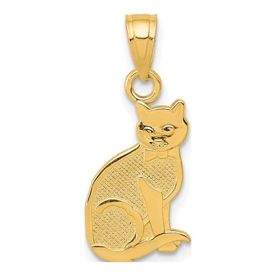 14K Yellow Gold Cat Lover Reversible Pendant