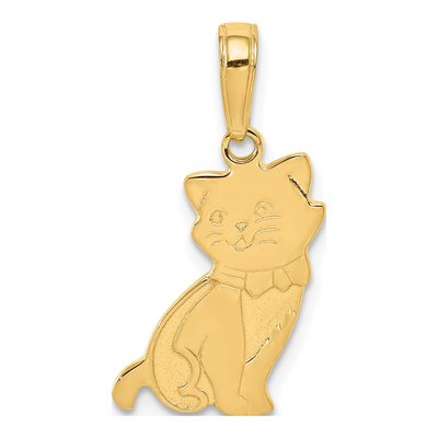 14K Yellow Gold Sitting Cat Pendant