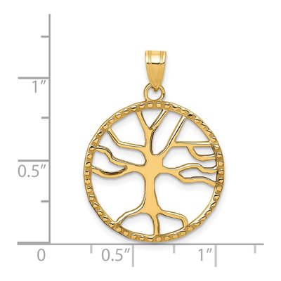 14K Yellow Gold Tree of Life Round Frame Pendant – view 4