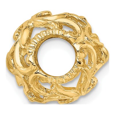 14K Yellow Gold 3D Flower Slide Pendant – view 3