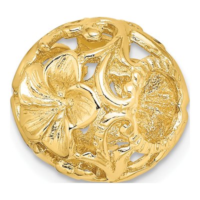 14K Yellow Gold 3D Flower Slide Pendant
