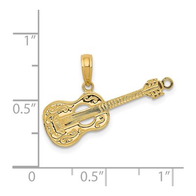 14K Yellow Gold Acoustic Guitar Pendant – view 4