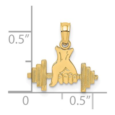 14K Yellow Gold Hand Holding Barbell Charm – view 4