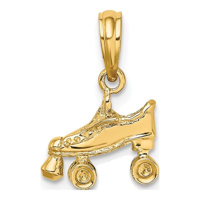 14K Yellow Gold 3-D Roller Skate Charm