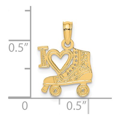 14K Yellow Gold I Heart Roller Skate Charm – view 4
