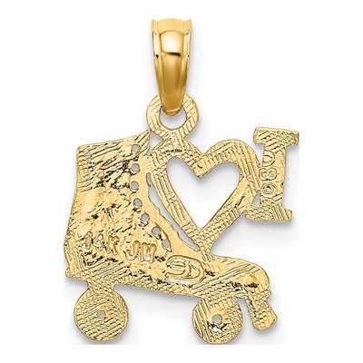 14K Yellow Gold I Heart Roller Skate Charm – view 5