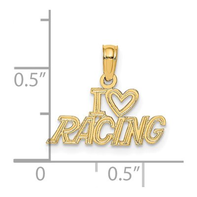14K Yellow Gold I Heart Racing Charm Pendant – view 4