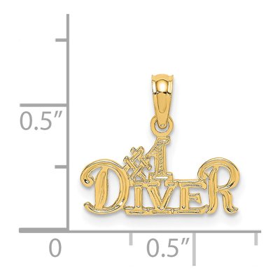 14K Yellow Gold Diver Number 1 Pendant – view 4