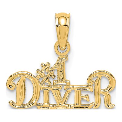 14K Yellow Gold Diver Number 1 Pendant