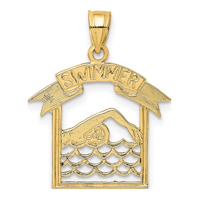 14K Yellow Gold Swimmer Pendant