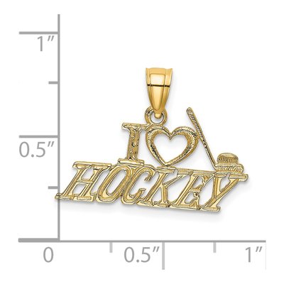 14K Yellow Gold I Heart Hockey Charm Pendant – view 4