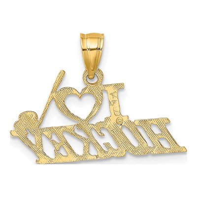 14K Yellow Gold I Heart Hockey Charm Pendant – view 5