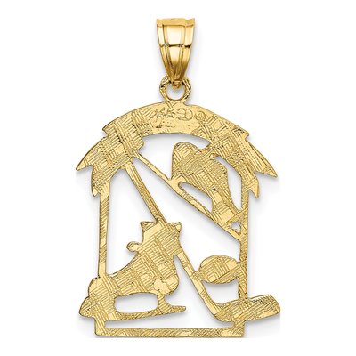 14K Yellow Gold Hockey Pendant – view 5