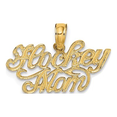 14K Yellow Gold Hockey Mom Pendant
