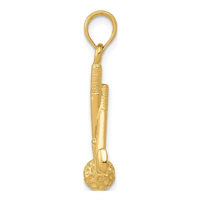 14K Yellow Gold 3-D Golf Clubs Ball Pendant – view 3