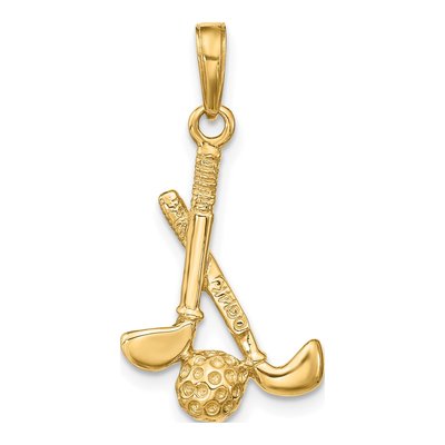 14K Yellow Gold 3-D Golf Clubs Ball Pendant – view 4