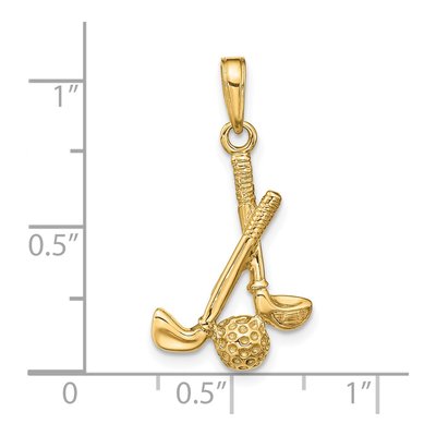 14K Yellow Gold 3-D Golf Clubs Ball Pendant – view 5