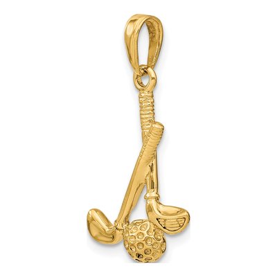 14K Yellow Gold 3-D Golf Clubs Ball Pendant – view 6