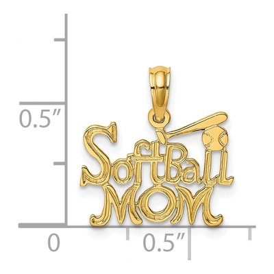 14K Yellow Gold Softball Mom Bat Ball Charm – view 4