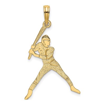 14K Yellow Gold Baseball Batter Pendant