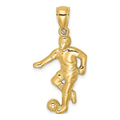 14K Yellow Gold Soccer Player Pendant
