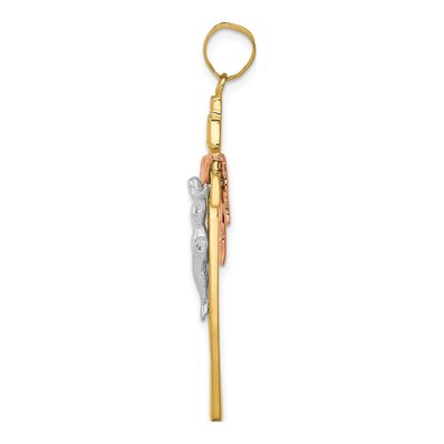 14K Tri-Color Gold INRI Crucifix Pendant – view 3