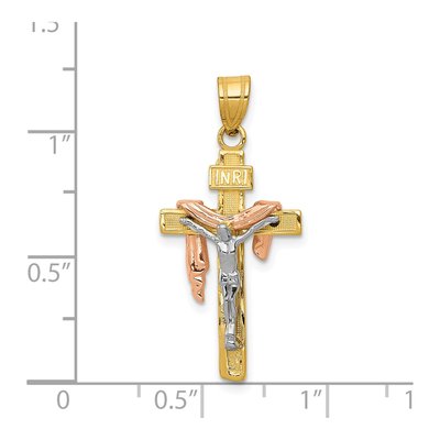 14K Tri-Color Gold Crucifix Pendant – view 3
