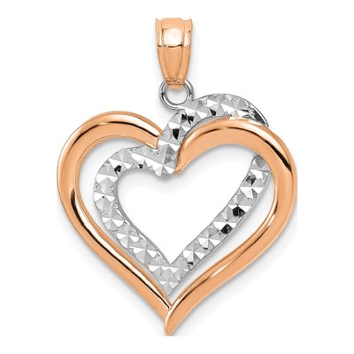 14K Two-Tone Gold Intertwined Hearts Pendant