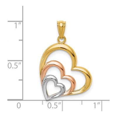 14K Two-Tone Gold 3-Hearts Pendant – view 4