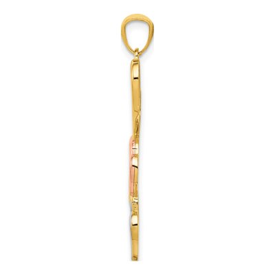 14K Yellow Gold Tumbling Hearts Pendant | Rhodium – view 3