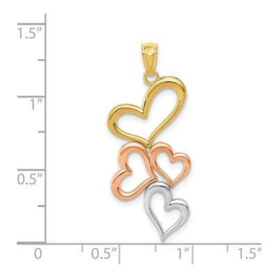 14K Yellow Gold Tumbling Hearts Pendant | Rhodium – view 4