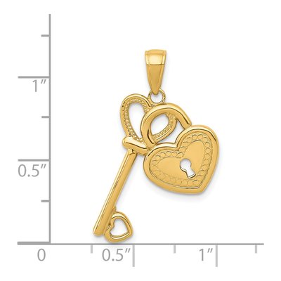 14K Yellow Gold Heart Key Lock Pendant – view 4