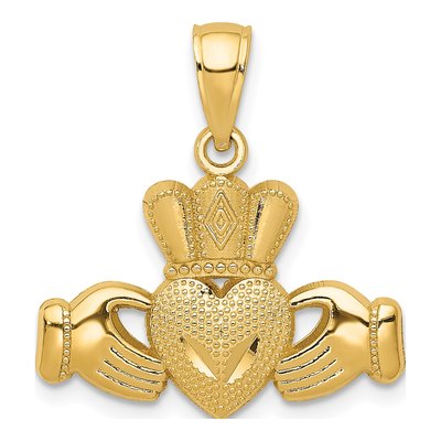 14K Yellow Gold Claddagh Pendant