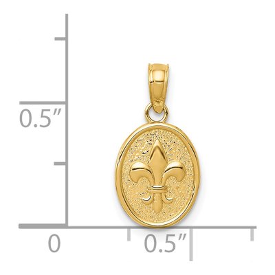 14K Yellow Gold Fleur de Lis Oval Pendant – view 4