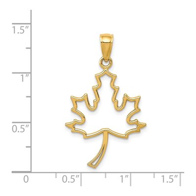 14K Yellow Gold Cut-Out Maple Leaf Pendant – view 4