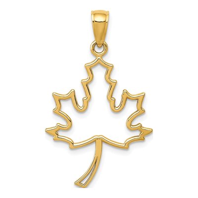 14K Yellow Gold Cut-Out Maple Leaf Pendant